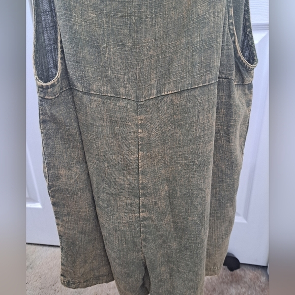 NWT 100% Washed Linen Olive Green Heather Romper - Picture 6 of 14